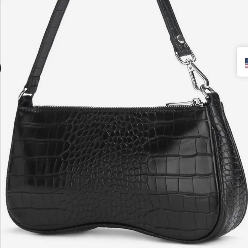 JW PEI Eva Shoulder Handbag in Black Croc